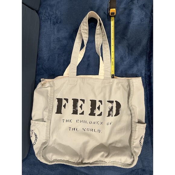 FEED The Children Large Canvas Light Blue Tote Bag - Picture 16 of 16